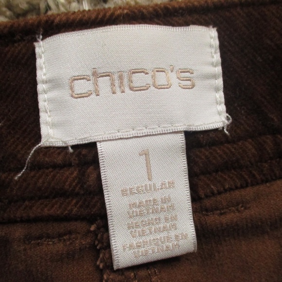 Chico's Pants Women's 1 Brown Corduroy Straight Leg Stretch - Picture 5 of 8